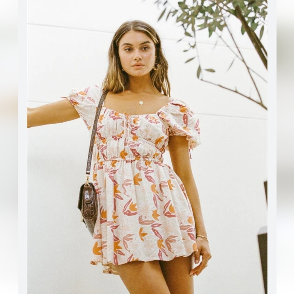 Sabo Skirt Floral Pink and Orange Dress